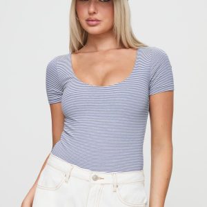 Brynne Bodysuit White / Navy Stripe