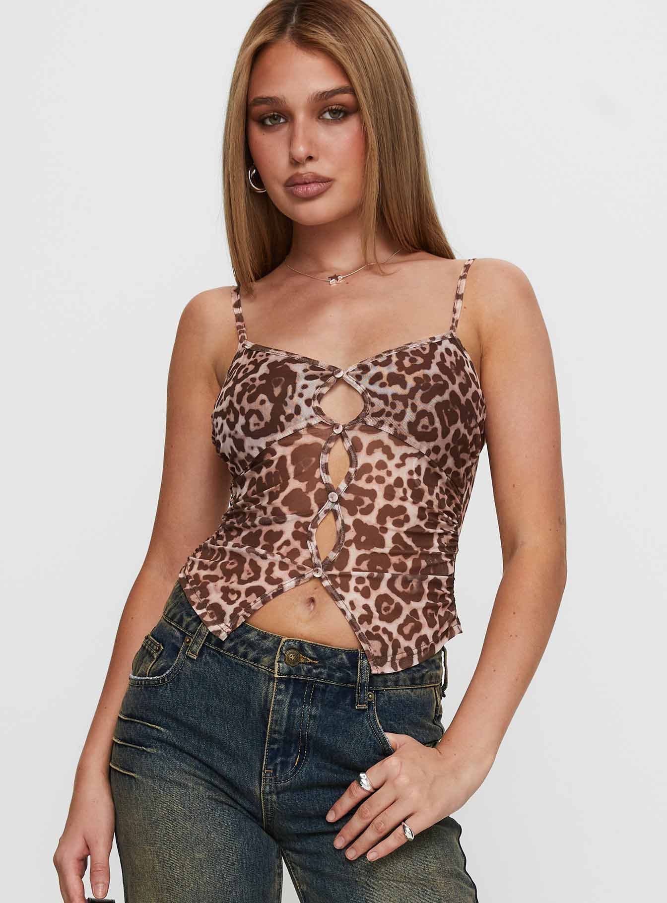 Tanaia Button Up Top Leopard - Image 2
