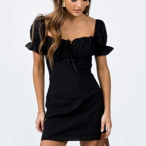 White Rose Mini Dress Black