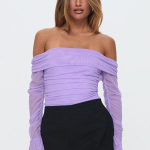 Feel A Way Off Shoulder Bodysuit Lilac