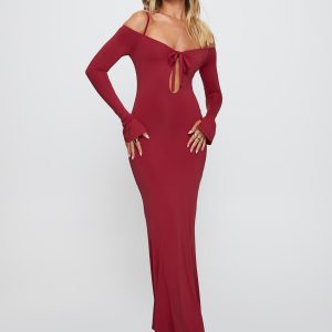 Lucillea Long Sleeve Maxi Dress Red