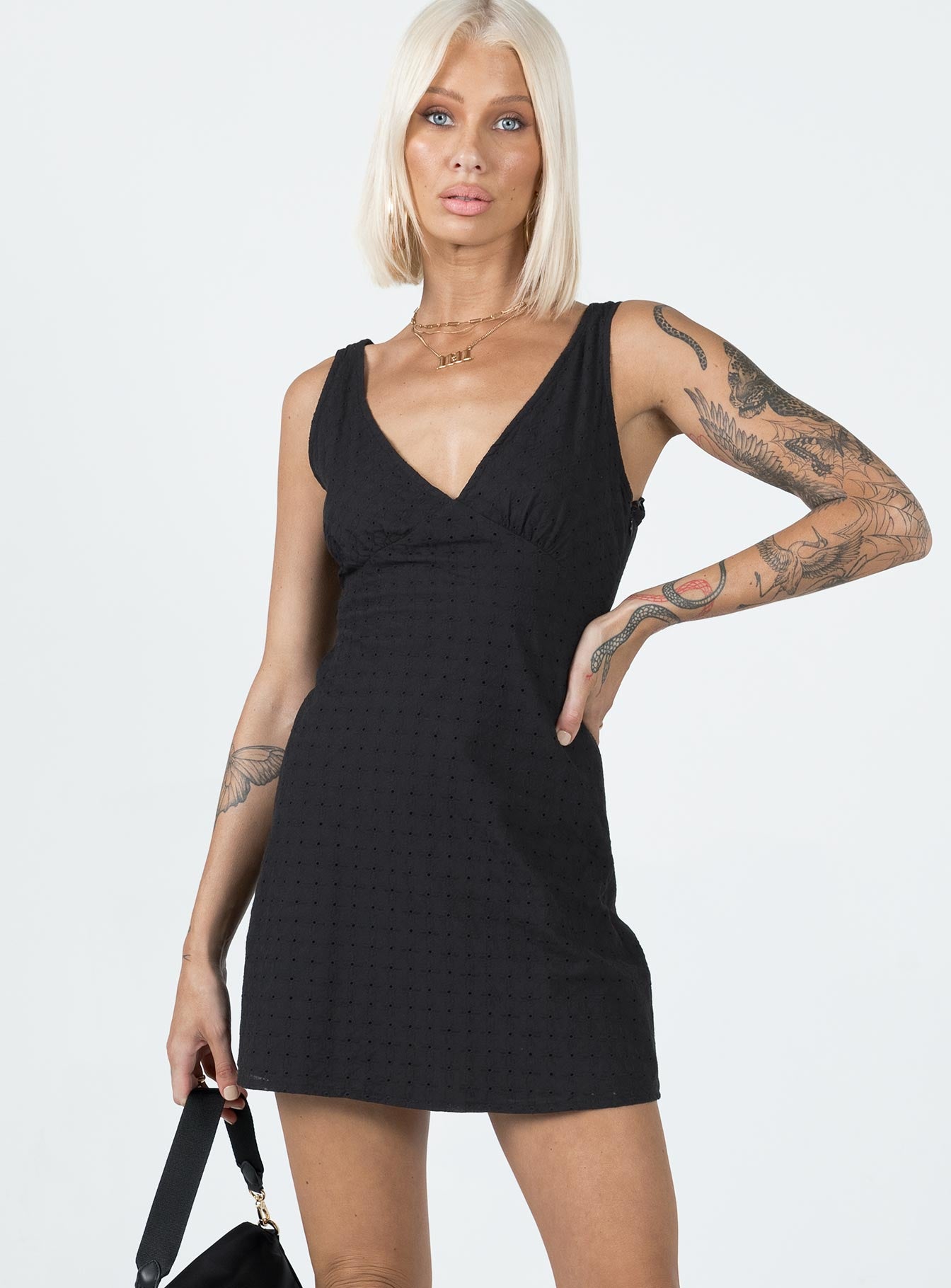 Nellie Mini Dress Black Anglaise - Image 2