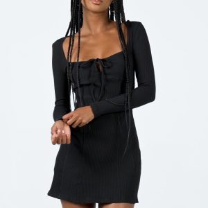 Normandy Long Sleeve Mini Dress Black