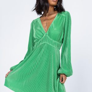 Milan Long Sleeve Mini Dress Green