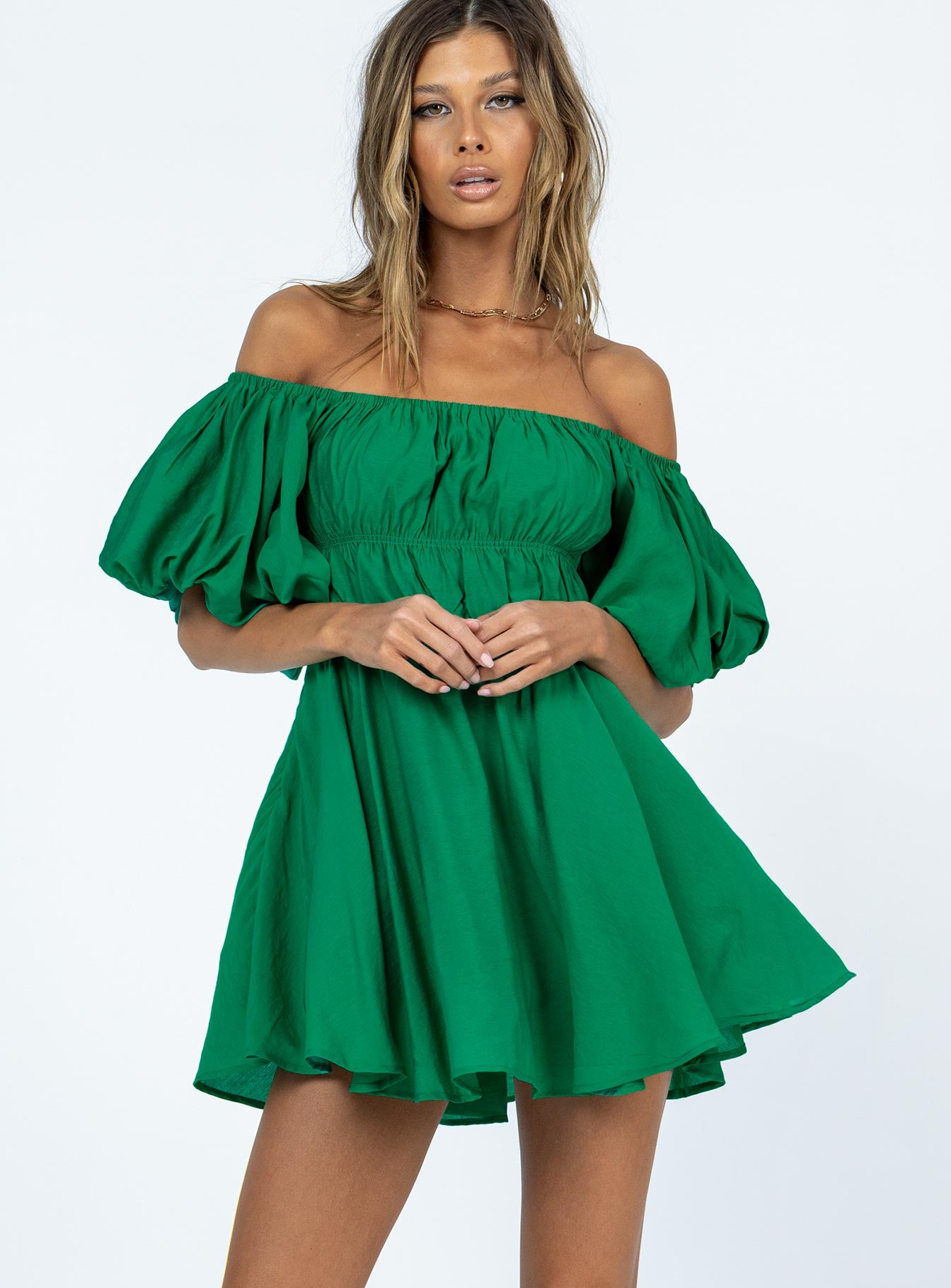 Halton Mini Dress Green - Image 2