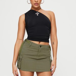Take You Cargo Mini Skirt Green