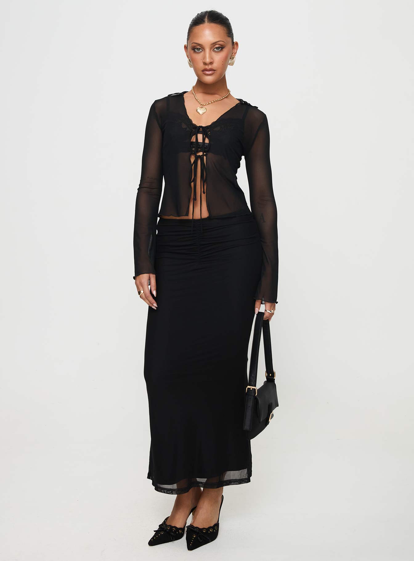 Colombo Maxi Skirt Black - Image 2