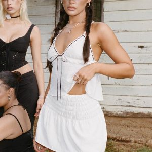 Trevani Ribbon Mini Skirt Ivory