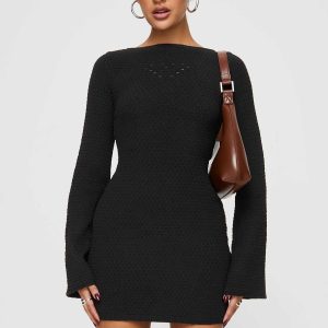 Malcalm Long Sleeve Mini Dress Black