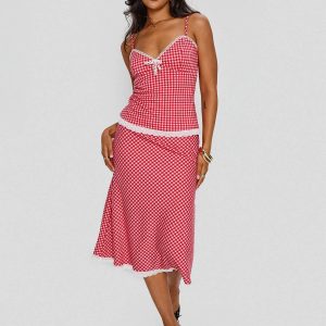 Love In London Set Red Check