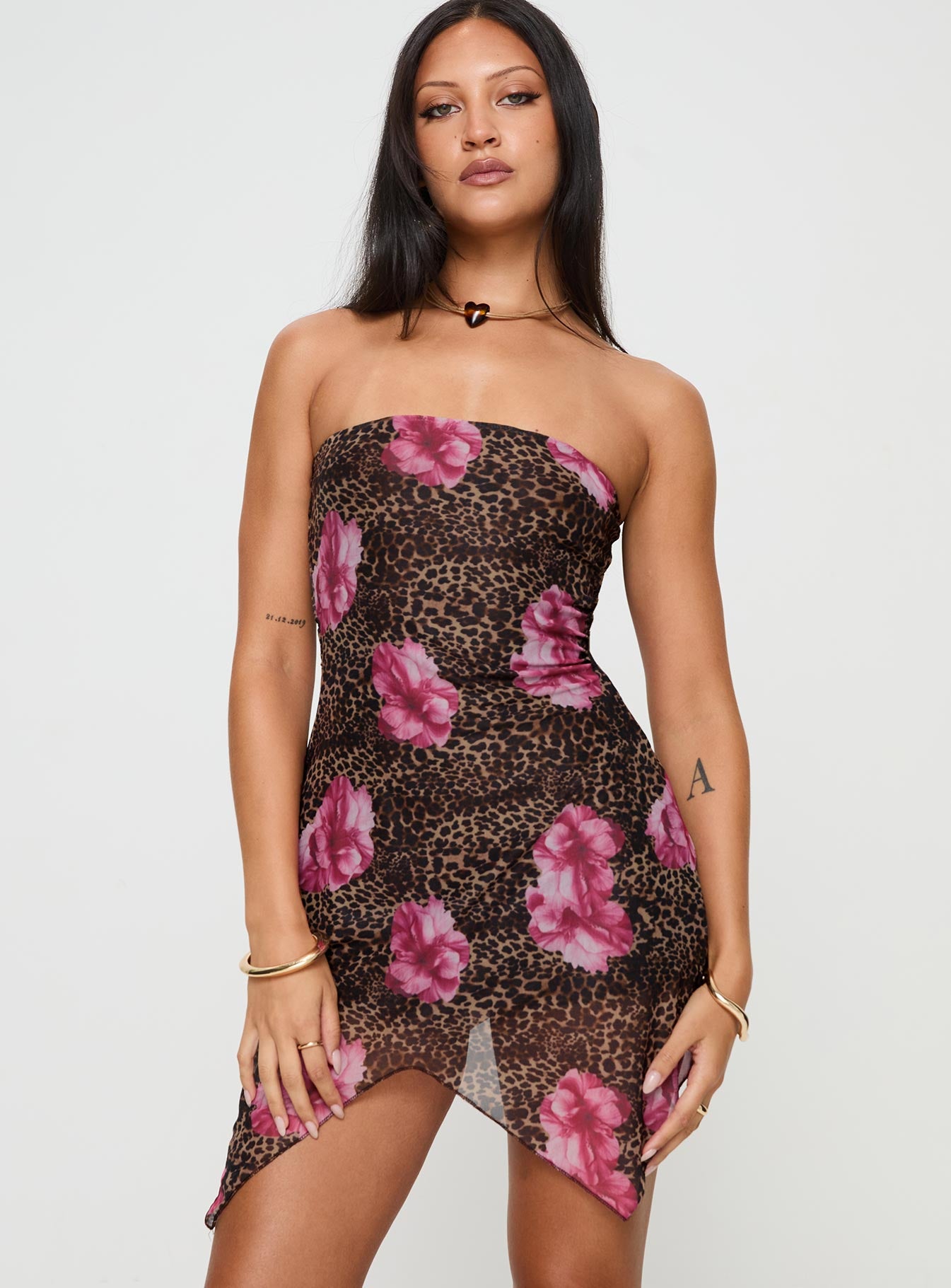 Allerton Strapless Mini Dress Leopard - Image 2