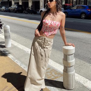 Giddings Cargo Maxi Skirt Beige