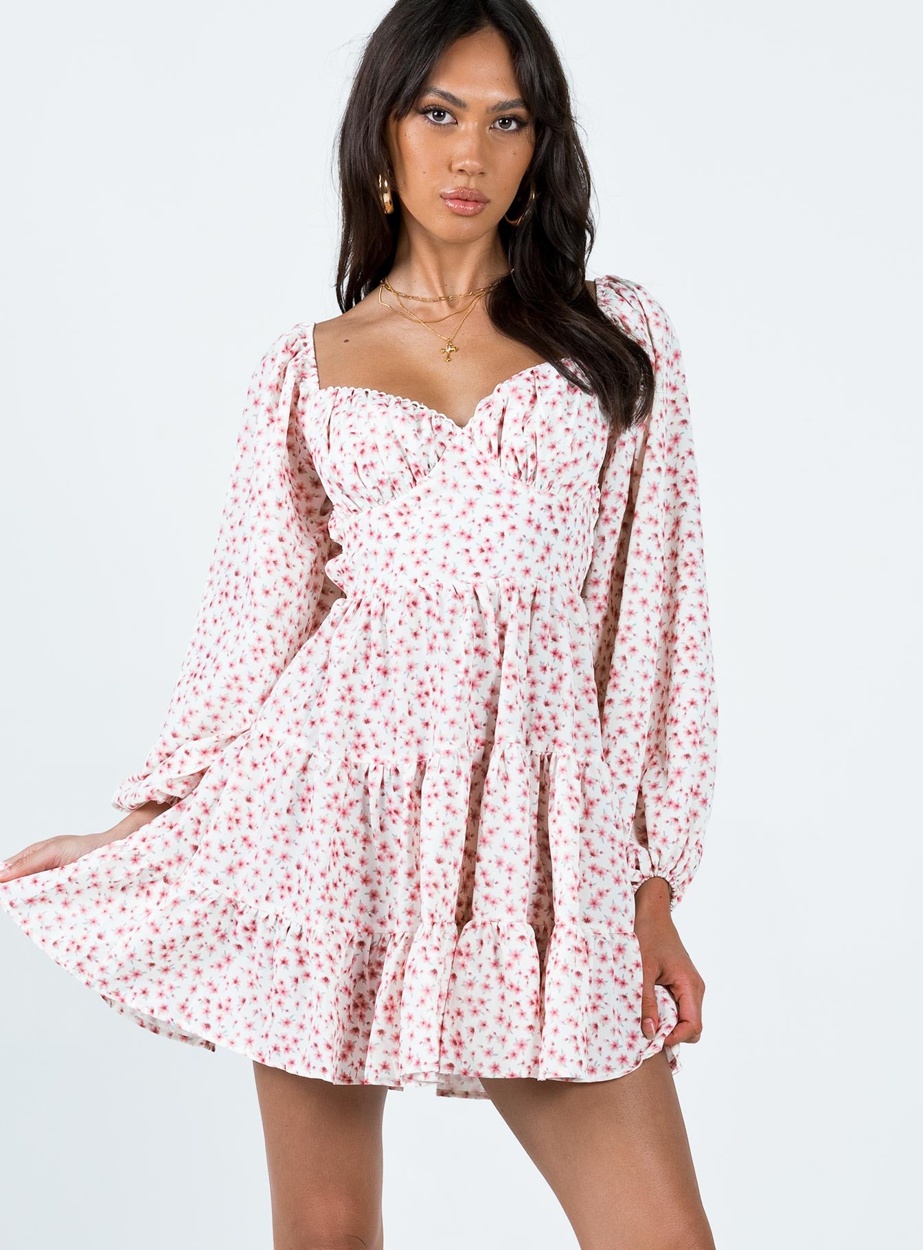 Danny Long Sleeve Mini Dress Pink Floral - Image 2