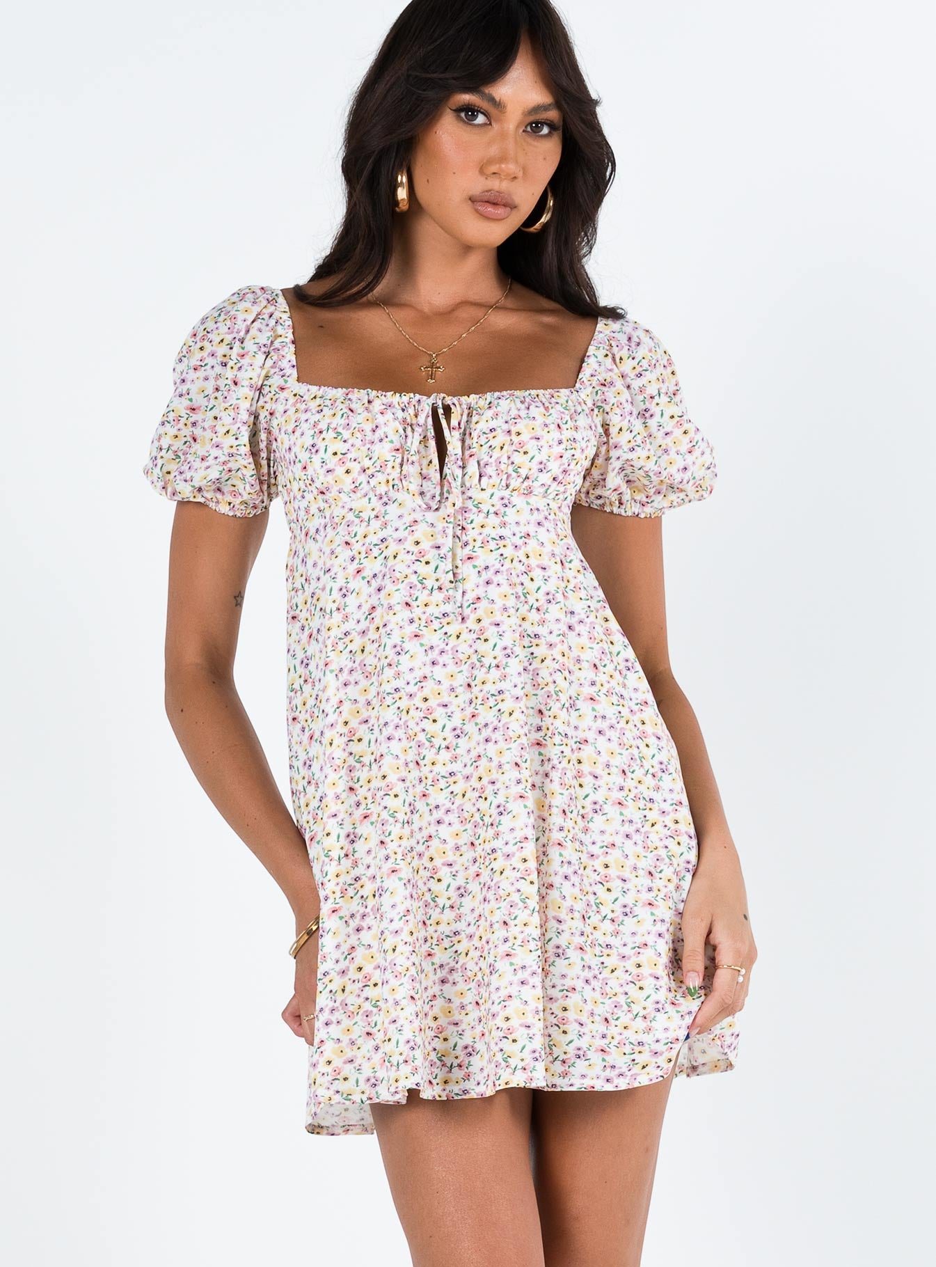 Sudarso Mini Dress Yellow Floral - Image 2