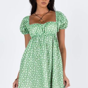 Let's Dance Mini Dress Green Floral