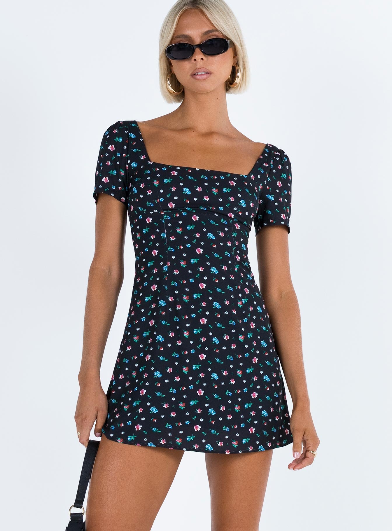 Hastings Mini Dress Black Floral - Image 2