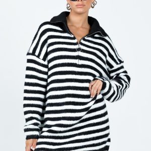 Deverell Sweater Dress Black / White