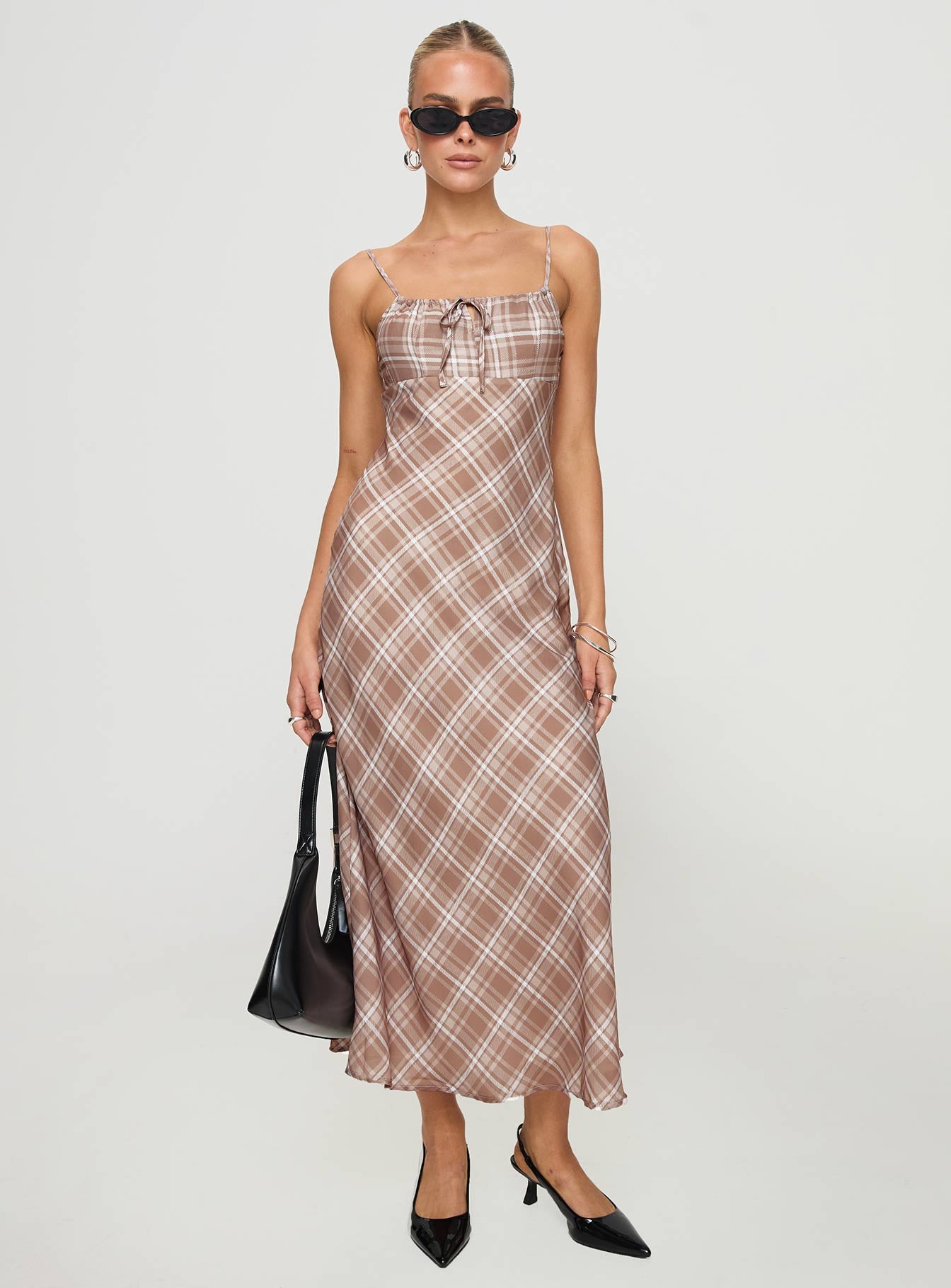 Wallin Maxi Dress Brown Check - Image 2