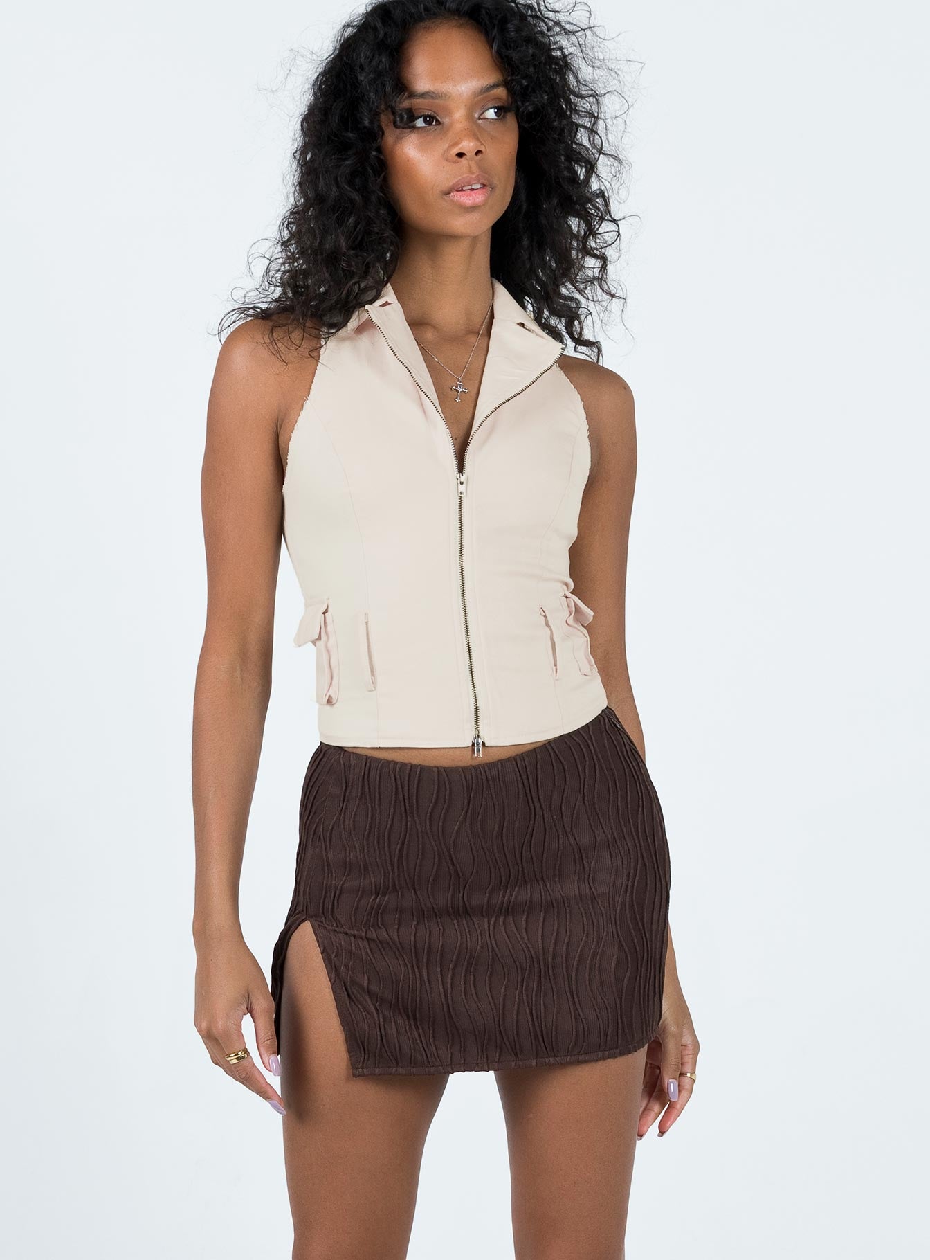 Cambor Mini Skirt Brown - Image 2