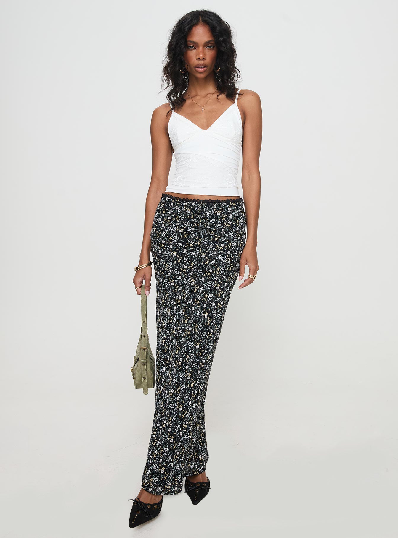 Emily Maxi Skirt Blue / Black Floral - Image 2