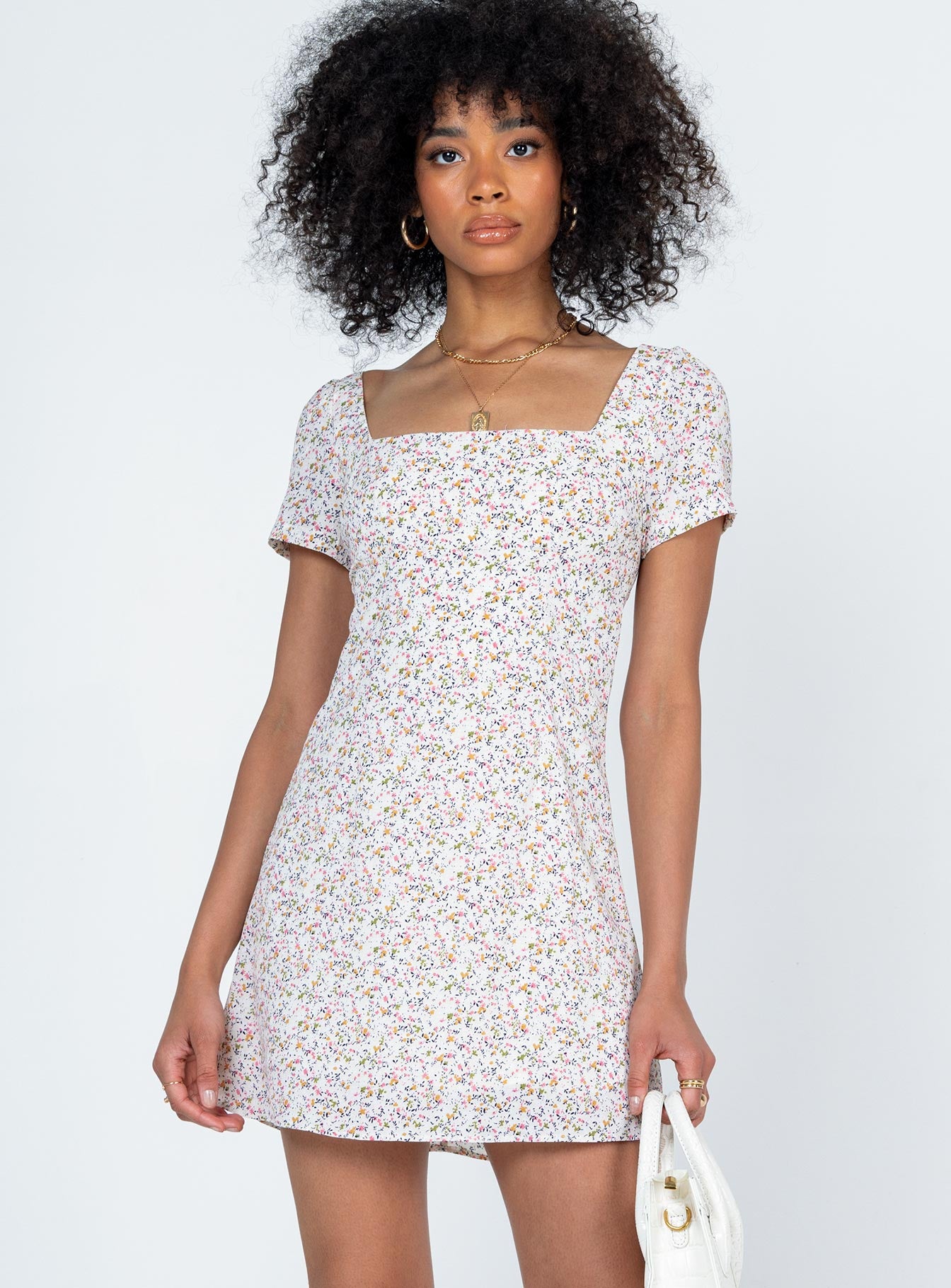 Hastings Mini Dress White Floral - Image 3