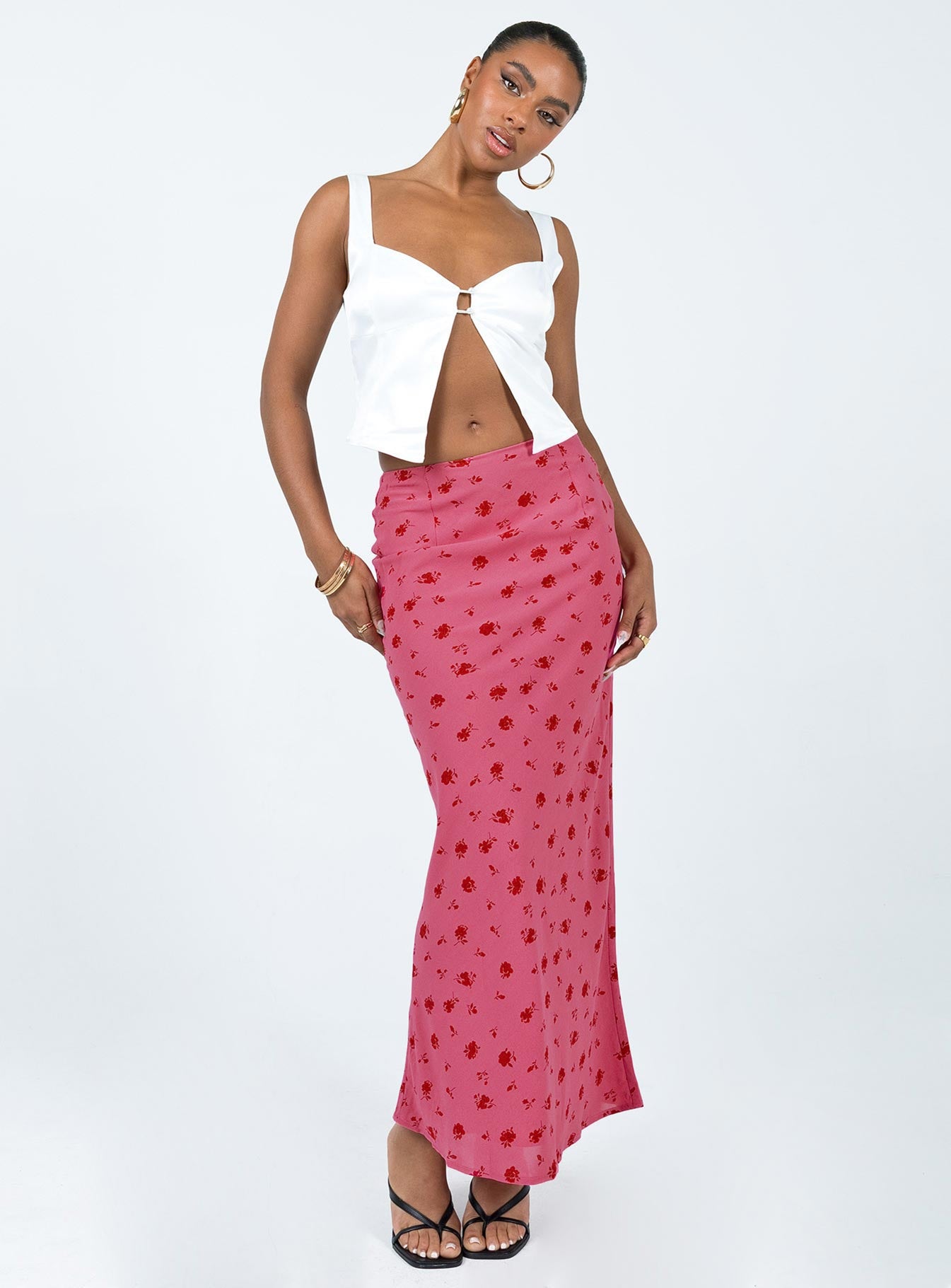 Gendling Midi Skirt Pink Floral - Image 3