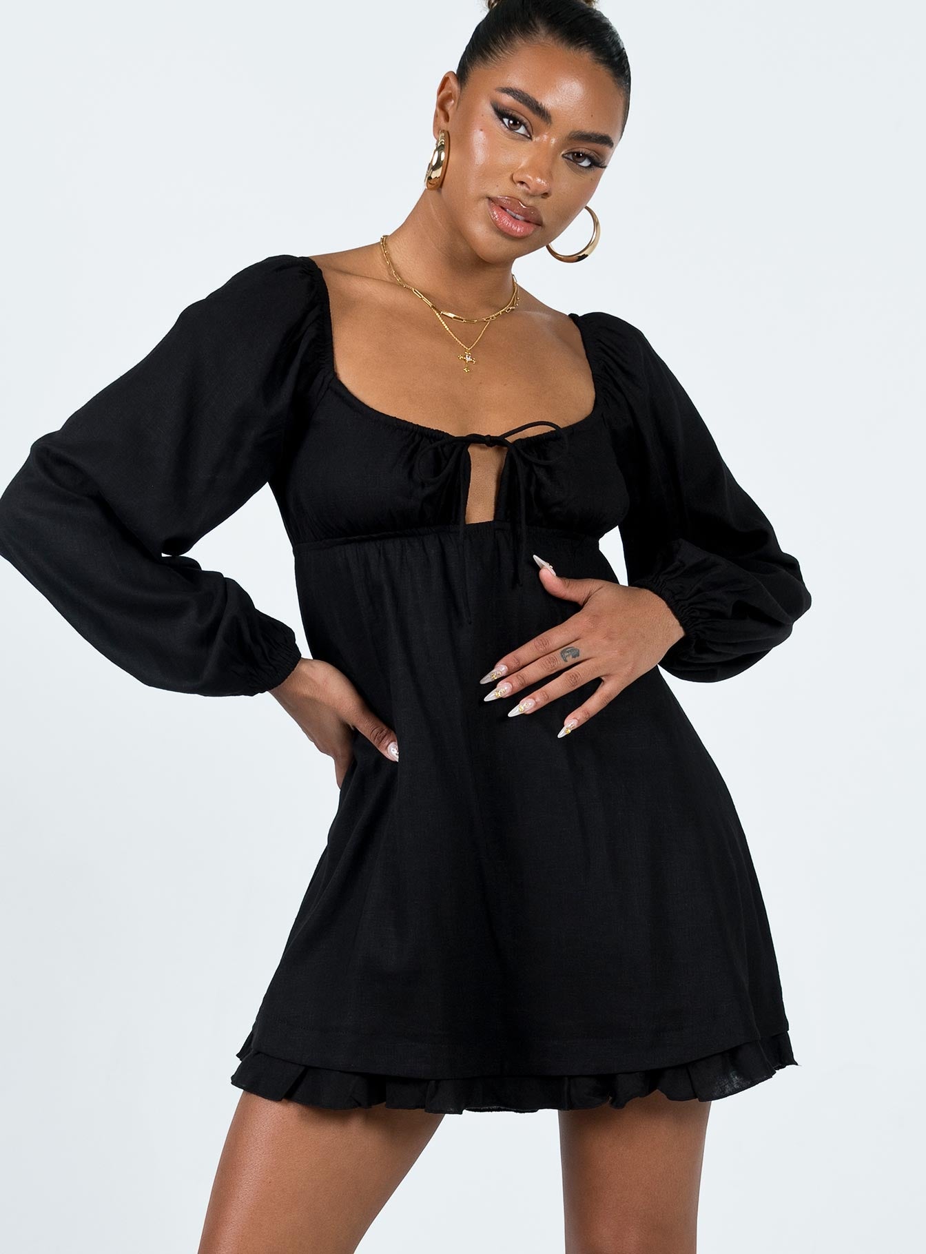 Empress Of Love Long Sleeve Mini Dress Black