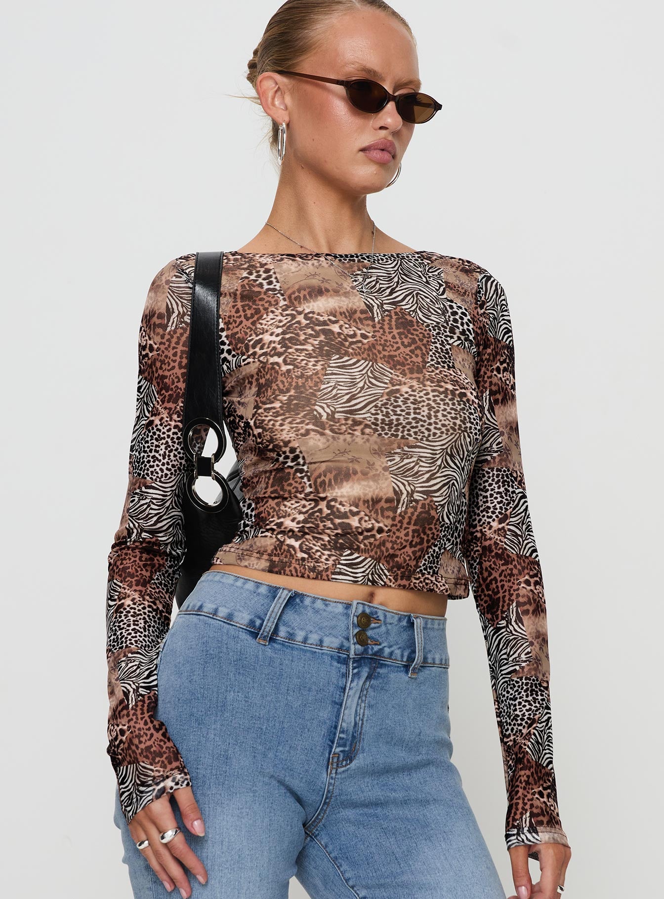 Tied In Long Sleeve Top Leopard - Image 2