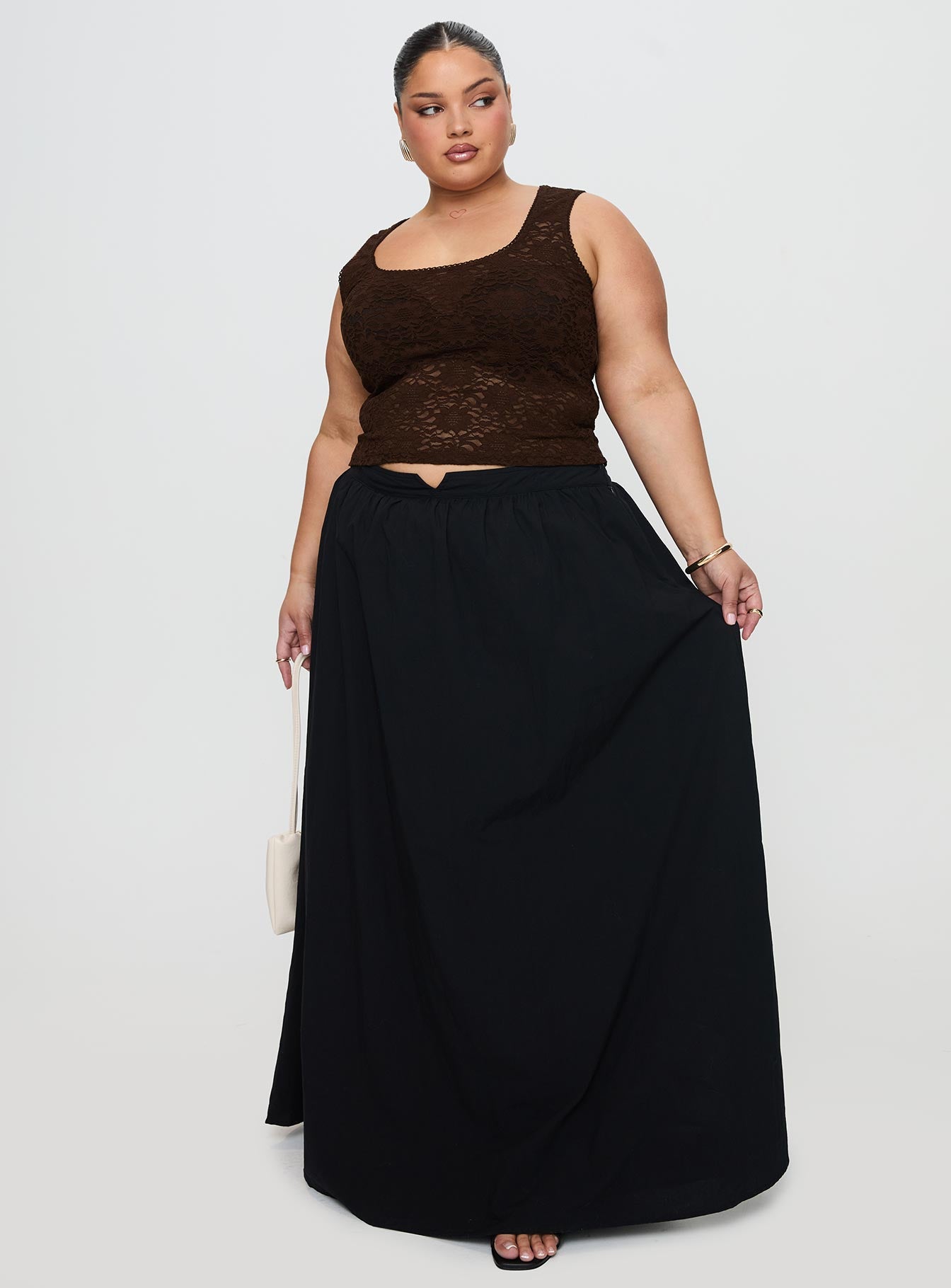 Rennata Gathered Mid Rise Maxi Skirt Black - Image 11