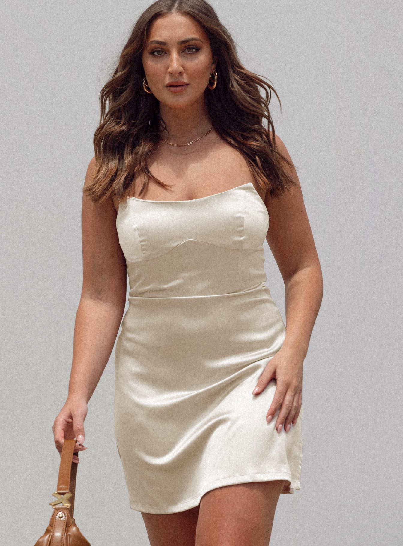 Belli Strapless Mini Dress Champagne