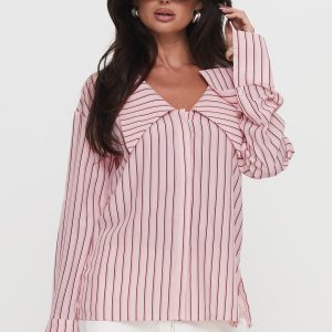 Calistoga Deep Collar Shirt Pink Stripe