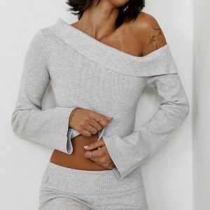 Sina Off The Shoulder Top Grey