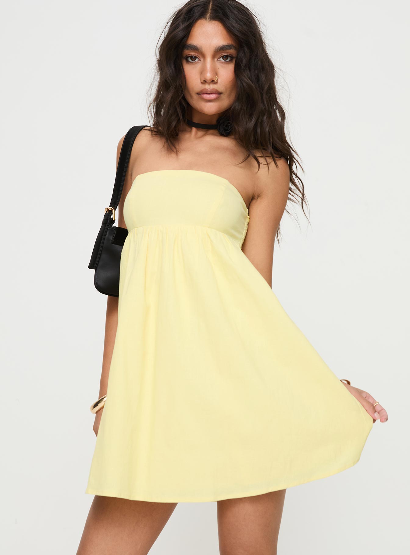 Osment Strapless Mini Dress Lemon - Image 2