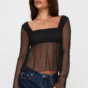 Fiorello Long Sleeve Top Black