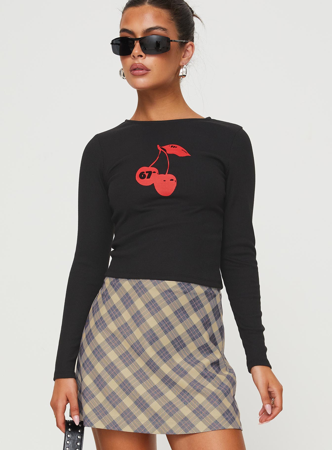 Cherries & Cream Long Sleeve Top Black - Image 2