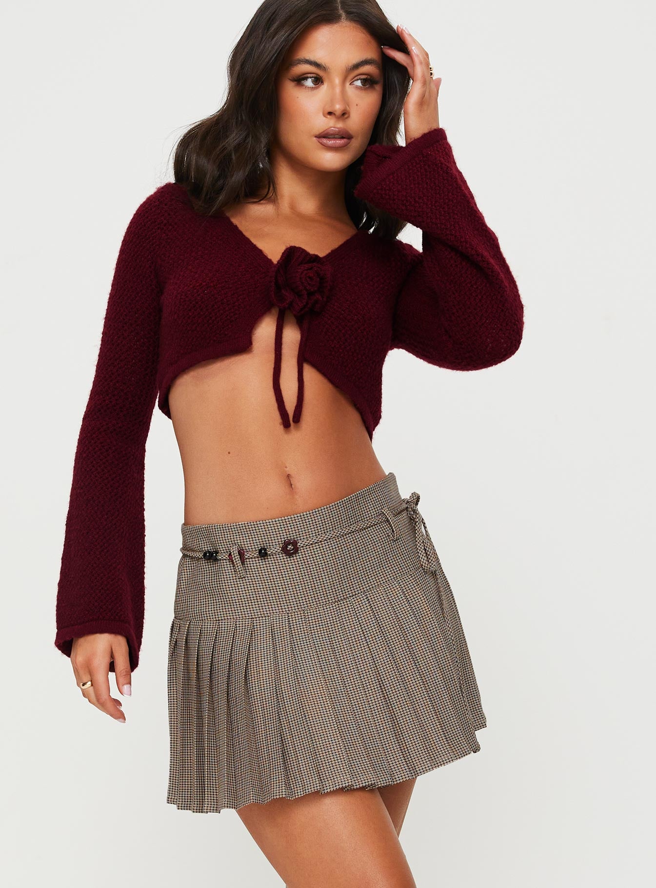 Tarnya Plaid Mini Skirt Brown - Image 4