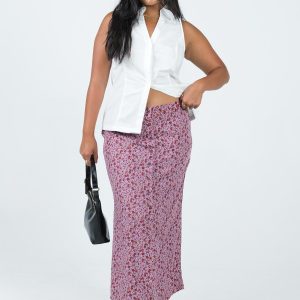 Motel Relow Skirt 90S Floral Burgundy