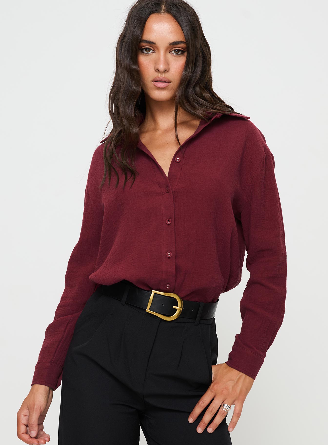 Mahalia Shirt Burgundy - Image 2