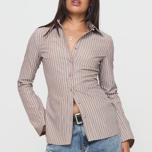 Run The World Top Brown Stripe