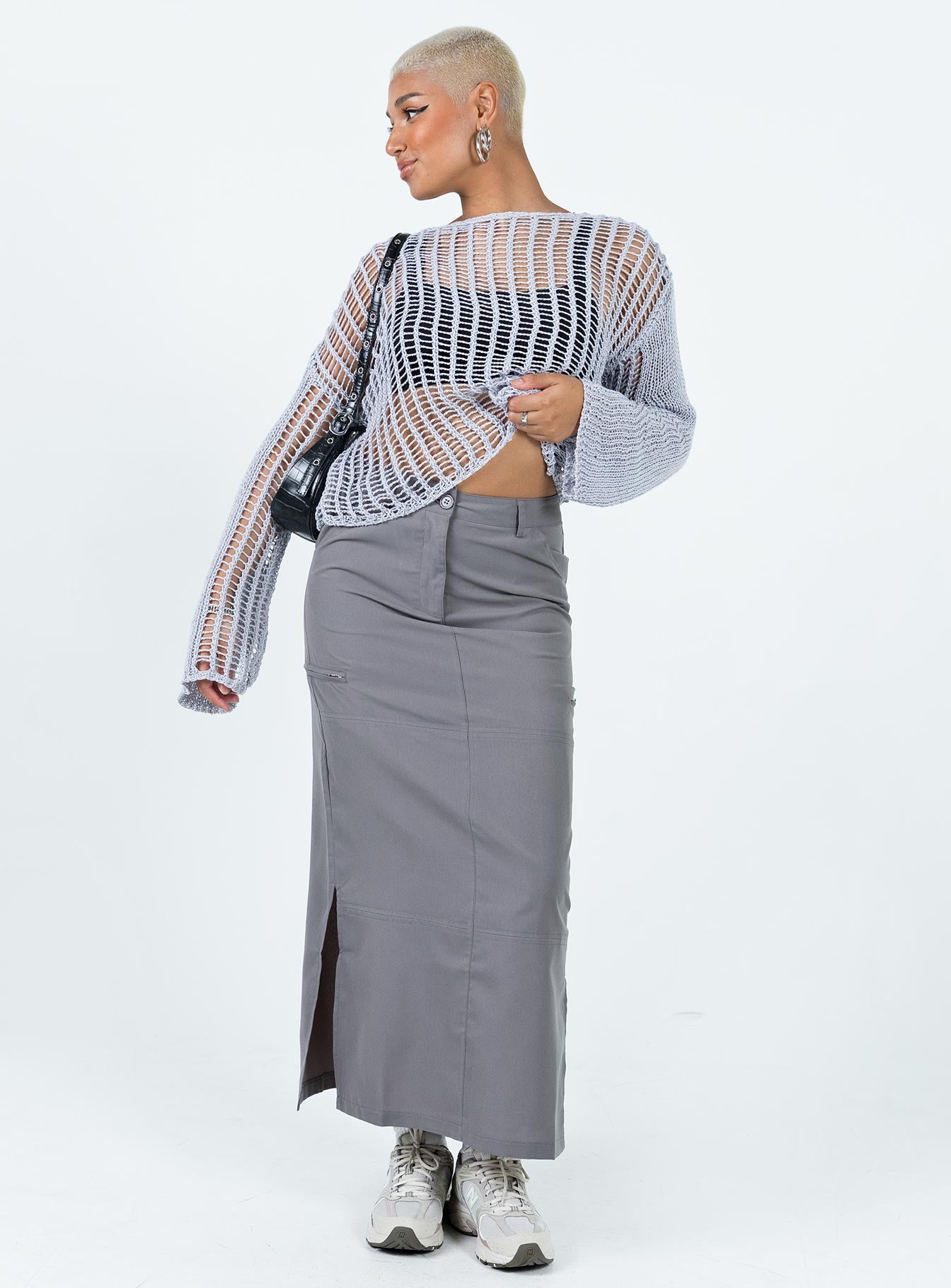 Elderbery Cargo Maxi Skirt Grey - Image 2