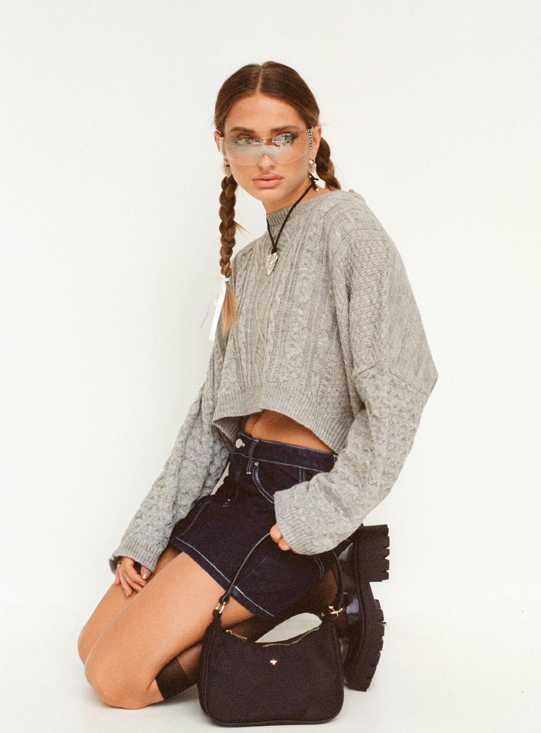 The Stan Cropped Sweater Grey - Image 6
