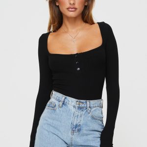 Ballard Long Sleeve Bodysuit Black