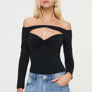 Bleue Long Sleeve Bodysuit Black