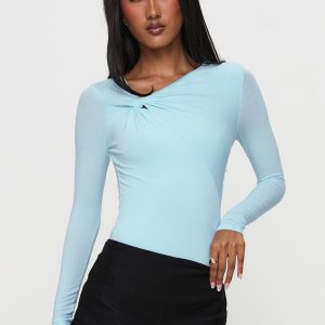Glorious Look Twist Detail Bodysuit Blue