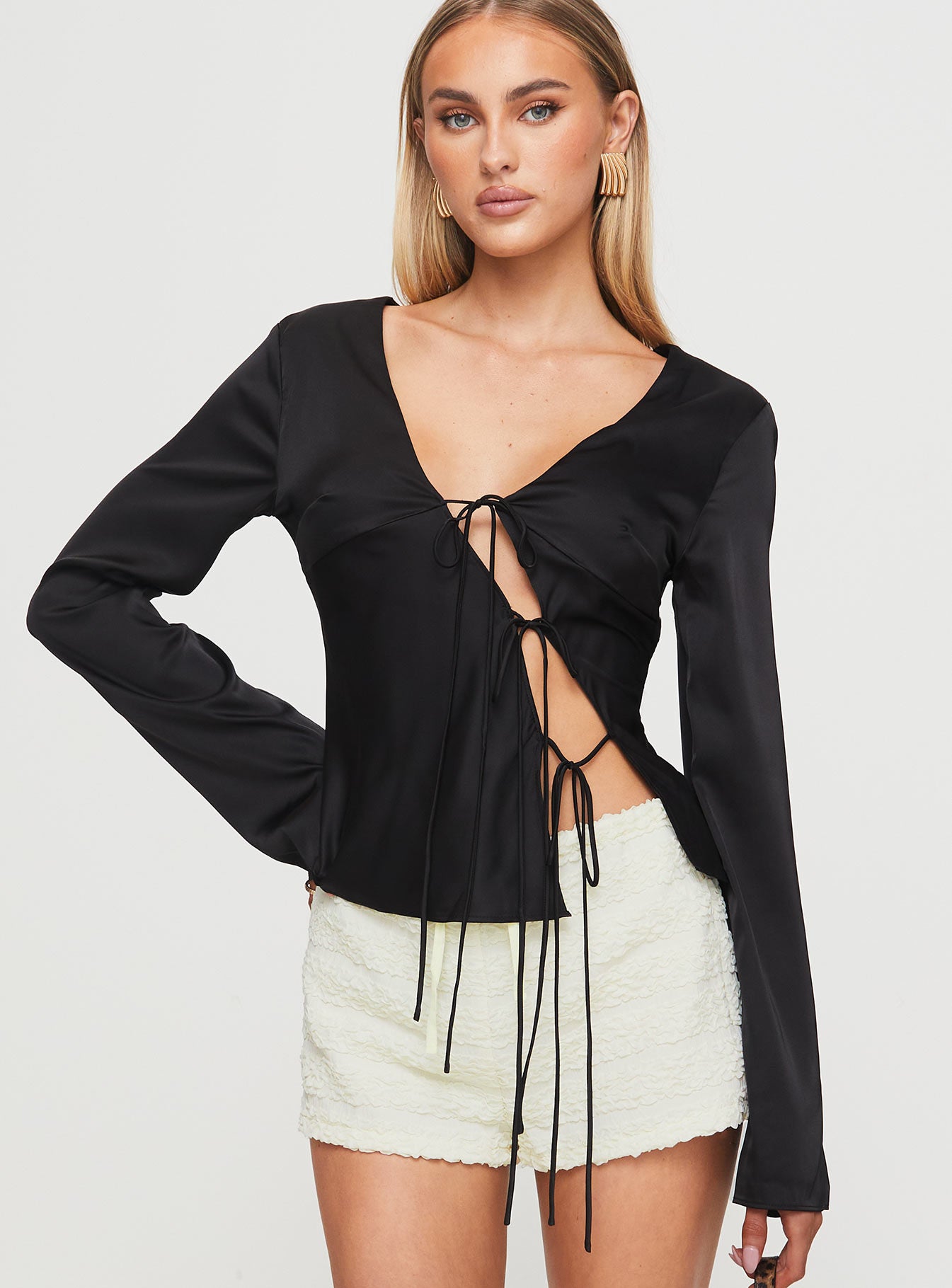 Mariah Long Sleeve Top Black - Image 2