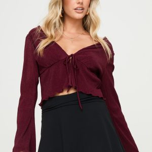 Ignatius Long Sleeve Top Burgundy