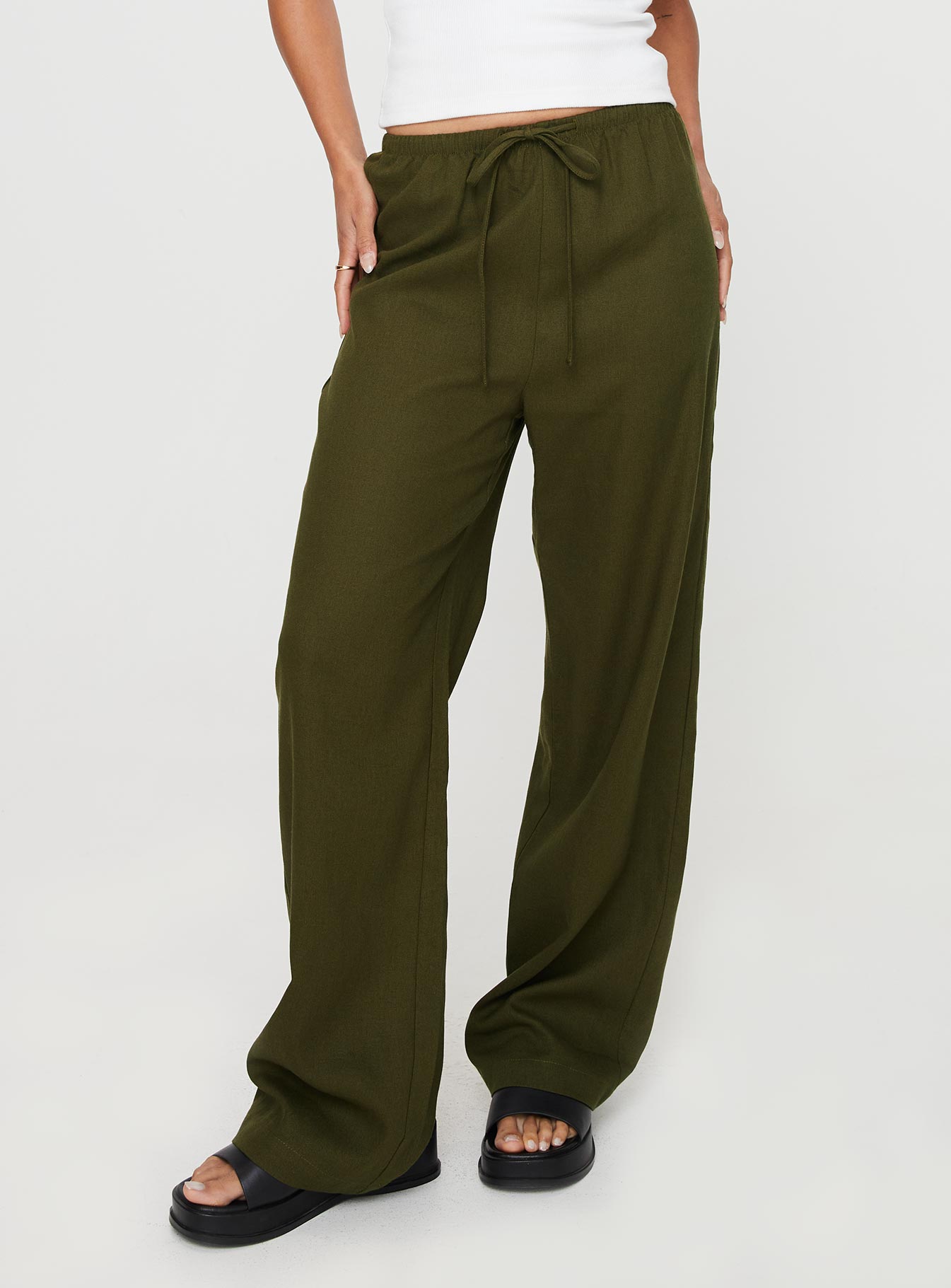 Breeta Drawstring Pants Olive - Image 2