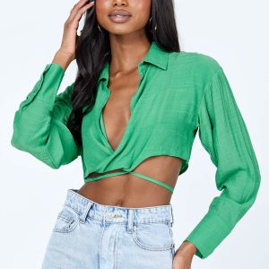 Caprice Long Sleeve Top Green