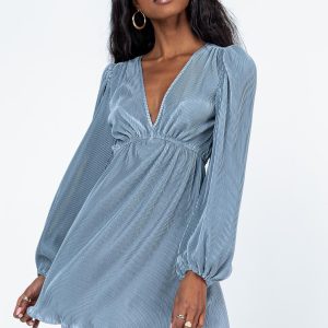 Brody Long Sleeve Mini Dress Blue