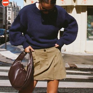 Spheres Pleat Mini Skirt Beige